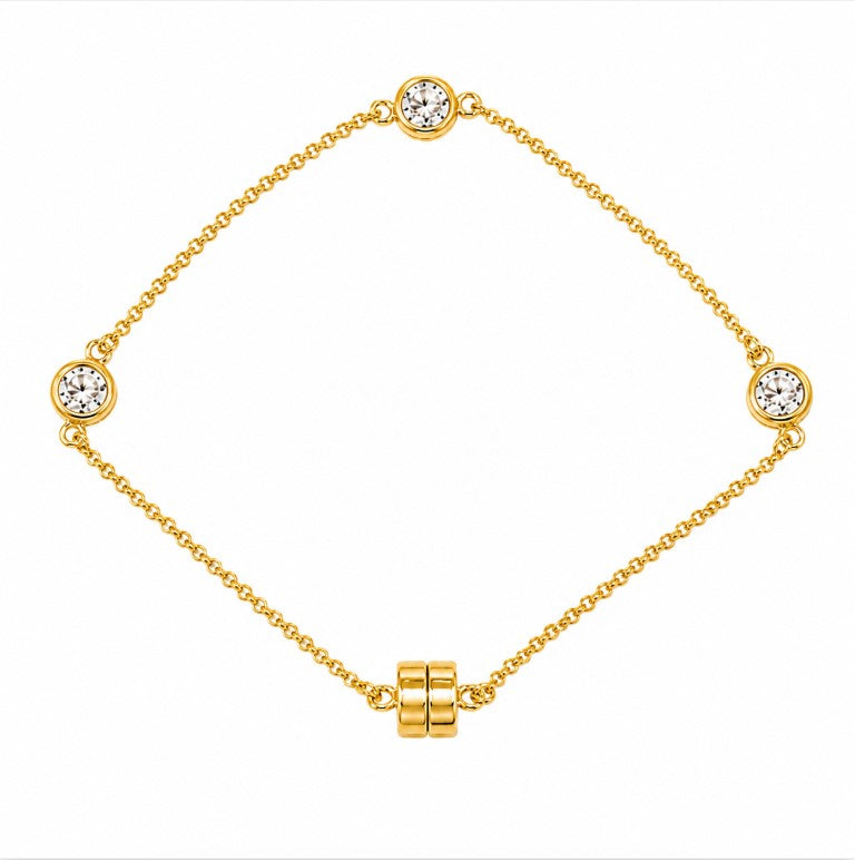 1.50 DEW Moissanite Station Bracelet in 925 Yellow Gold
