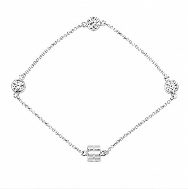 1.50 DEW Moissanite Station Bracelet in 925 Platinum Plated