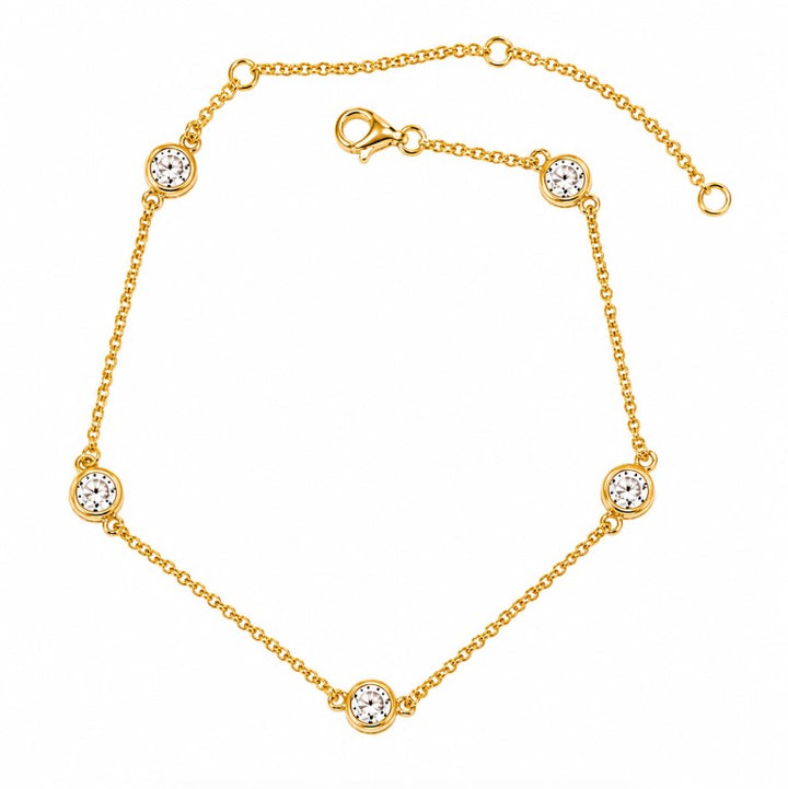 2.50 DEW Moissanite Station Bracelet in 925 Yellow Gold