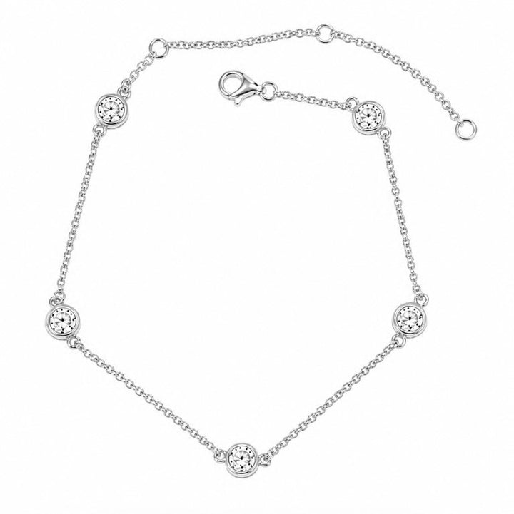 2.50 DEW Moissanite Station Bracelet in 925 Platinum Plated
