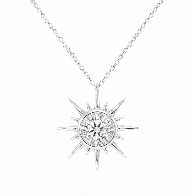 2.00 DEW Round Shape Moissanite Solitaire Pendant in 925 Platinum Plated
