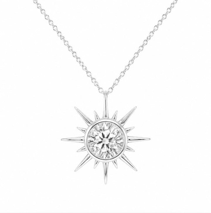 2.00 DEW Round Shape Moissanite Solitaire Pendant in 925 Platinum Plated