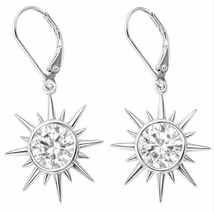 4.00 DEW Round Shape Moissanite Solitaire Earring in 925 Platinum Plated