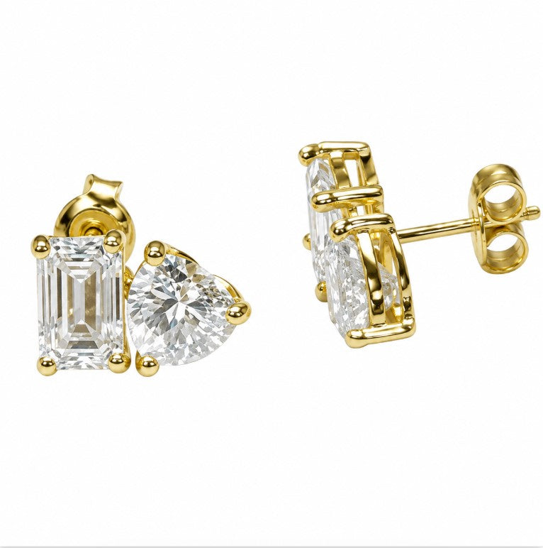 4.00 DEW Moissanite Toi Moi Earring in 925 Yellow Gold