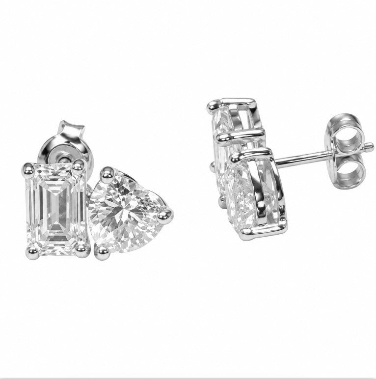 4.00 DEW Moissanite Toi Moi Earring in 925 Platinum Plated
