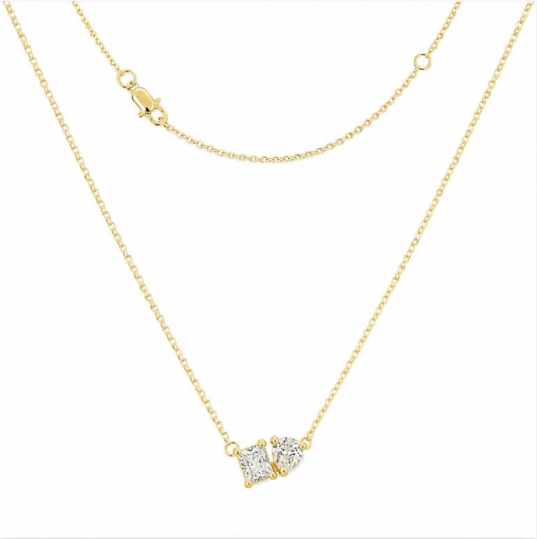 2.00 DEW Moissanite Toi Moi Necklace in 925 Yellow Gold