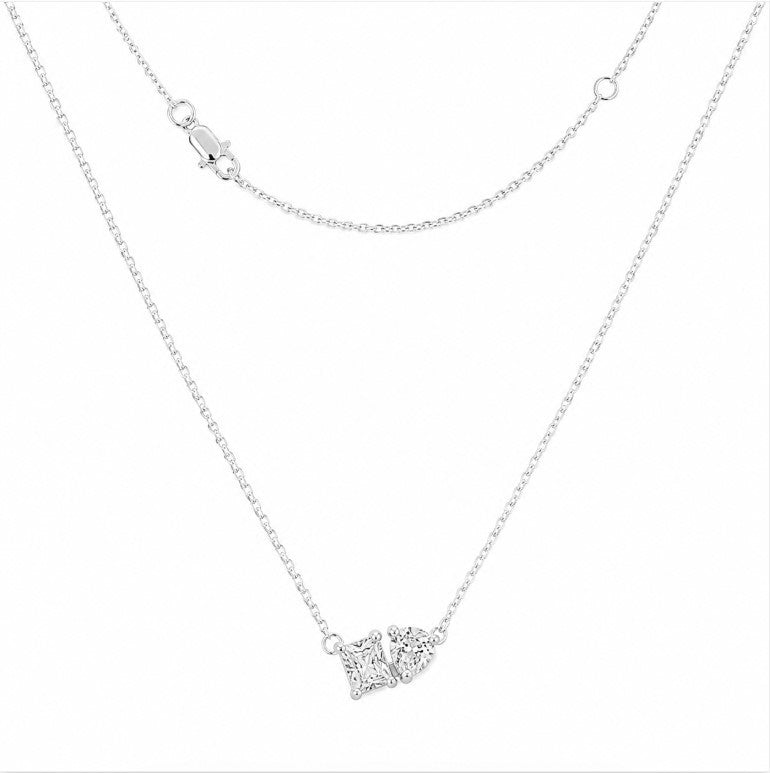 2.00 DEW Moissanite Toi Moi Necklace in 925 Platinum Plated