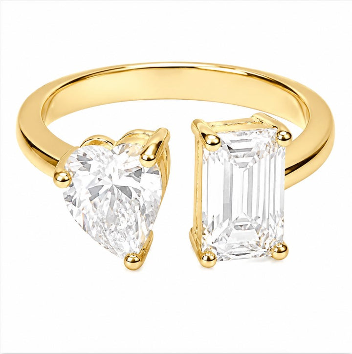 2.00 DEW Moissanite Toi Moi Ring in 925 Yellow Gold