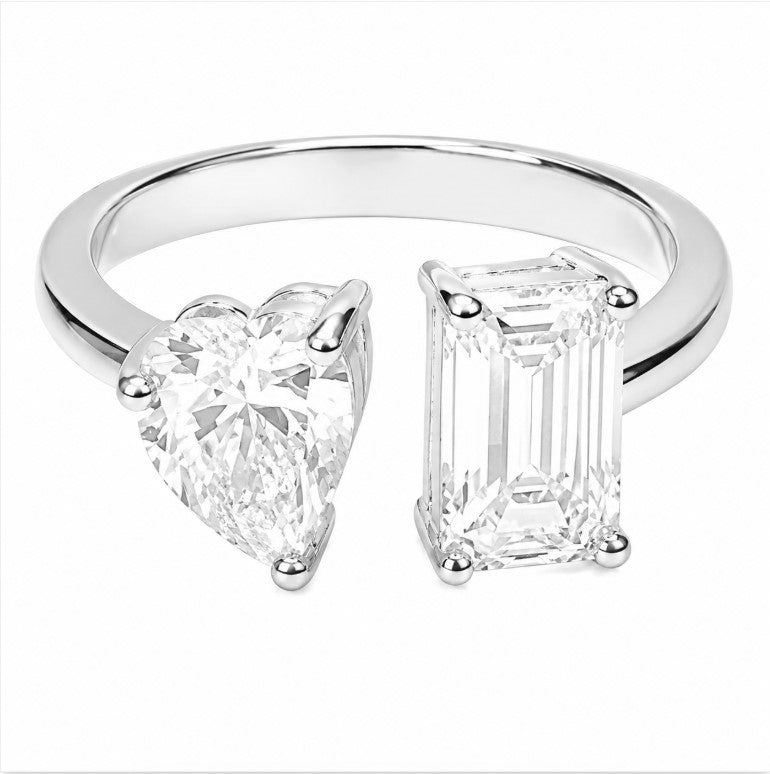 2.00 DEW Moissanite Toi Moi Ring in 925 Platinum Plated
