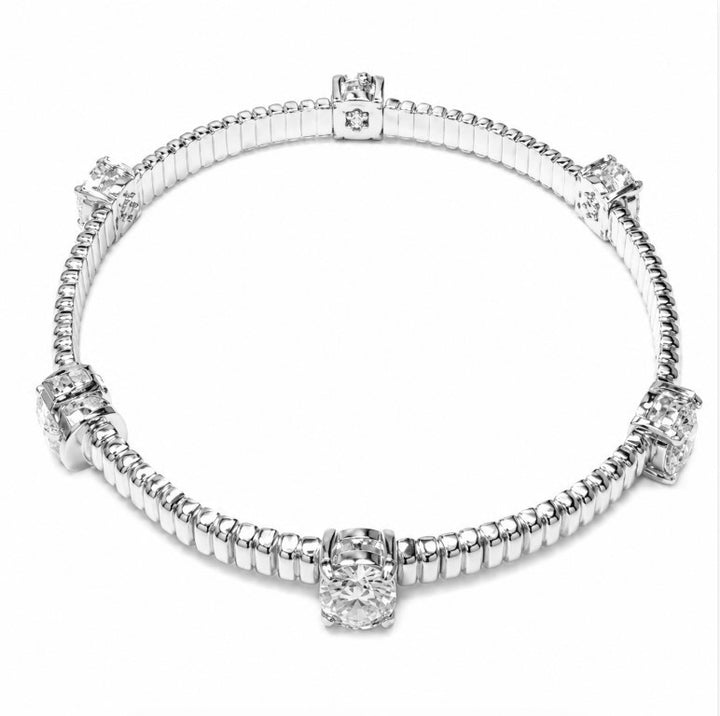 5.00 DEW Moissanite Station Bangle in 925 Platinum Plated