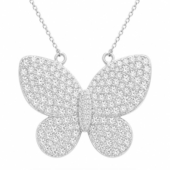 4.12 DEW Moissanite Butterfly Necklace in 925 Platinum Plated