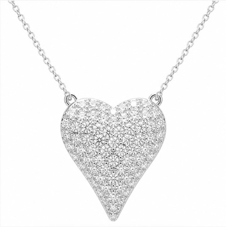 3.30 DEW Moissanite Heart Necklace in 925 Platinum Plated