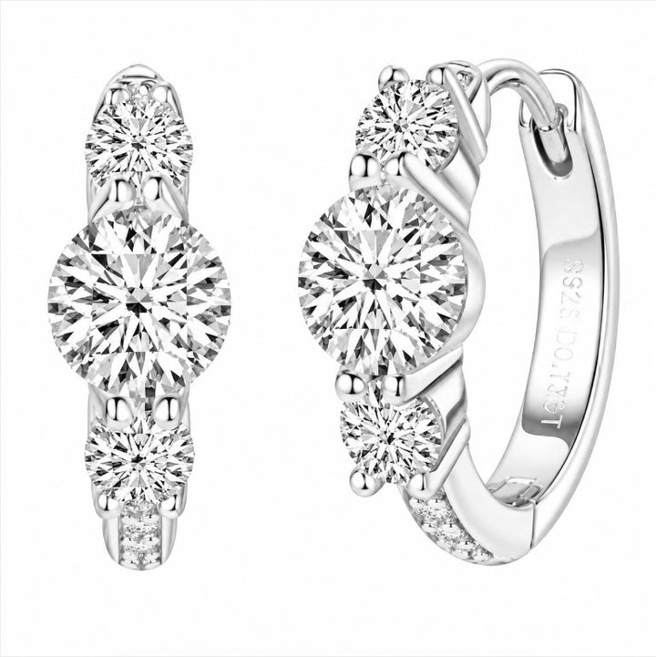 1.50 DEW Moissanite Hoop Earring in 925 Platinum Plated