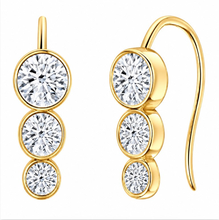 1.50 DEW Moissanite Earring in 925 Yellow Gold