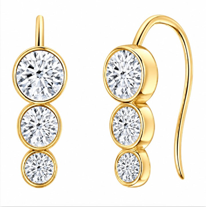 1.50 DEW Moissanite Earring in 925 Yellow Gold