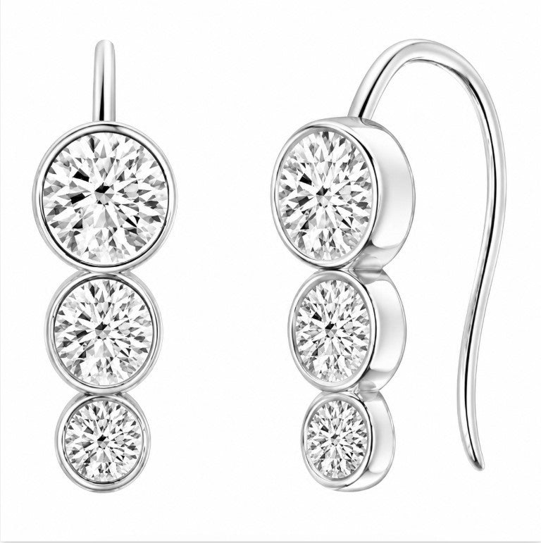 1.50 DEW Moissanite Earring in 925 Platinum Plated