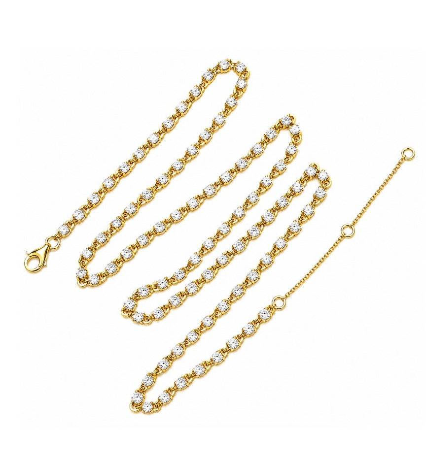 5.86 Ctw Lab Grown Diamond Necklace in 925 Yellow Gold Plated