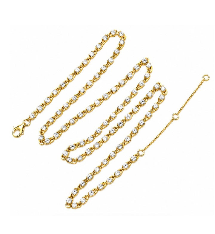 5.86 Ctw Lab Grown Diamond Necklace in 925 Yellow Gold Plated