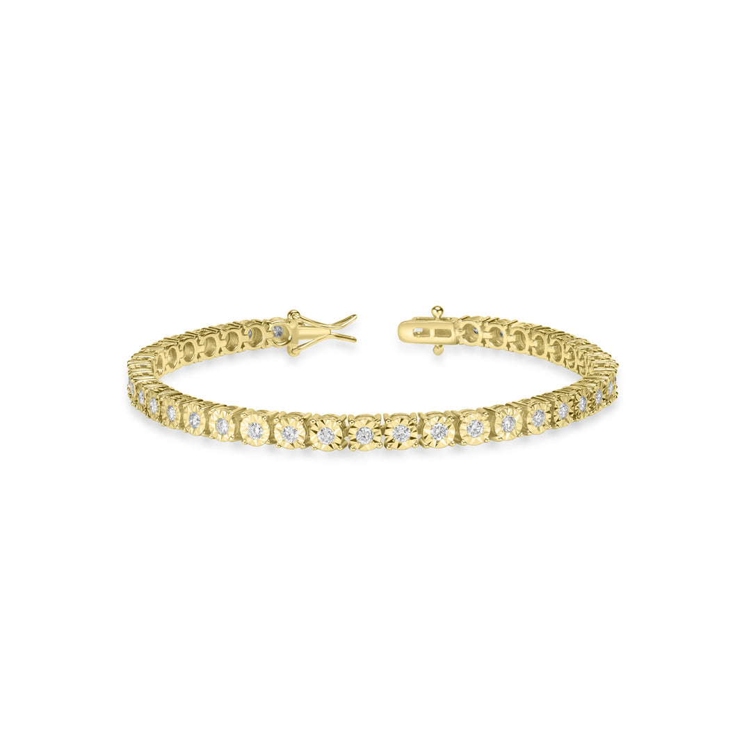 1.91 Cts Lab Grown Diamond Tennis Bracelet in 925 Yellow Gold Plated