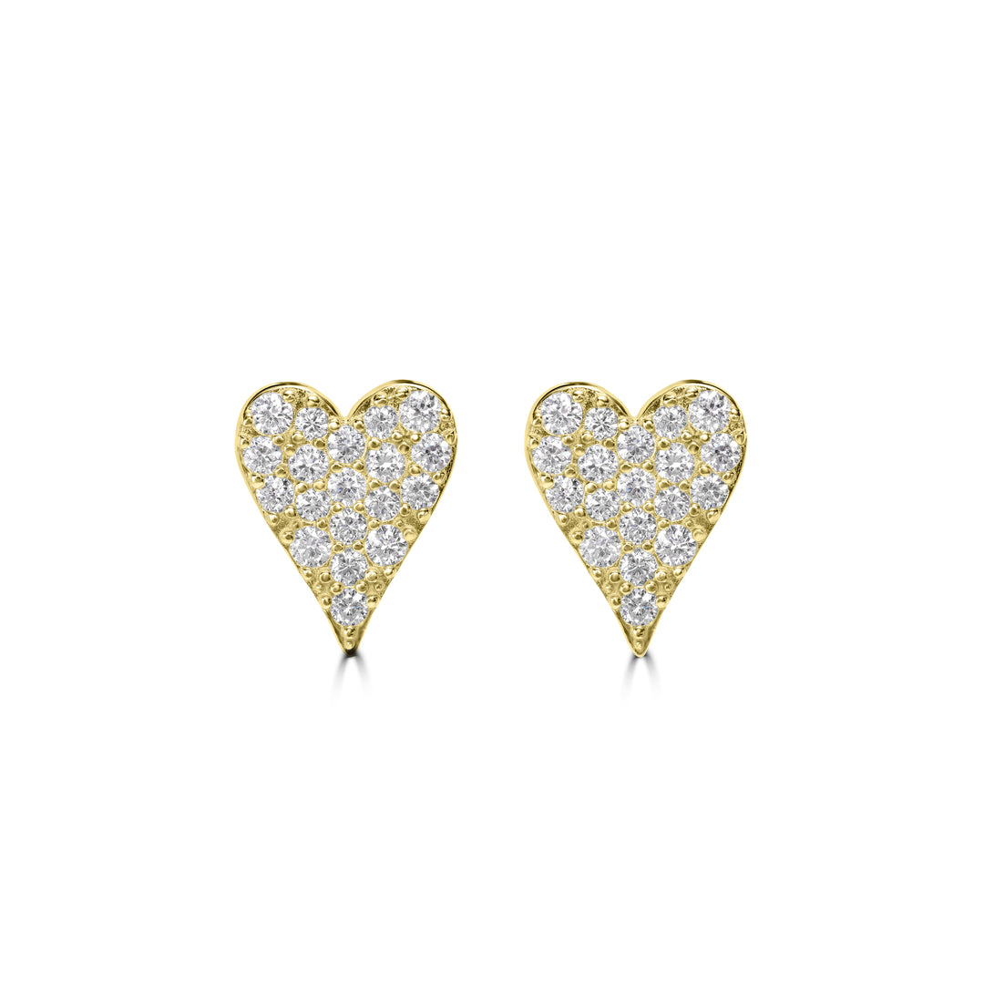 1.31 Cts Lab Grown Diamond Heart Earring in 925 Yellow Gold Plated
