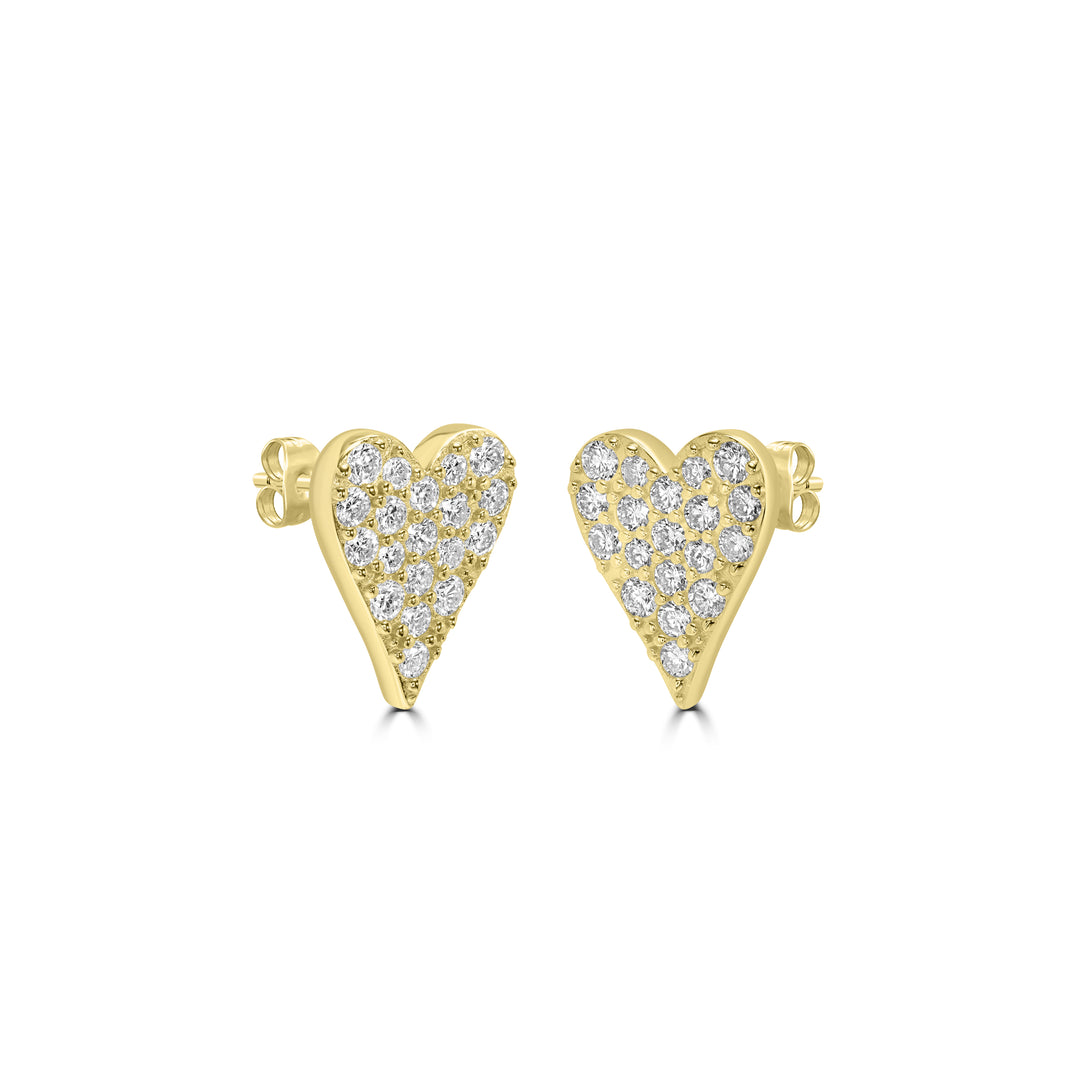 1.31 Cts Lab Grown Diamond Heart Earring in 925 Yellow Gold Plated