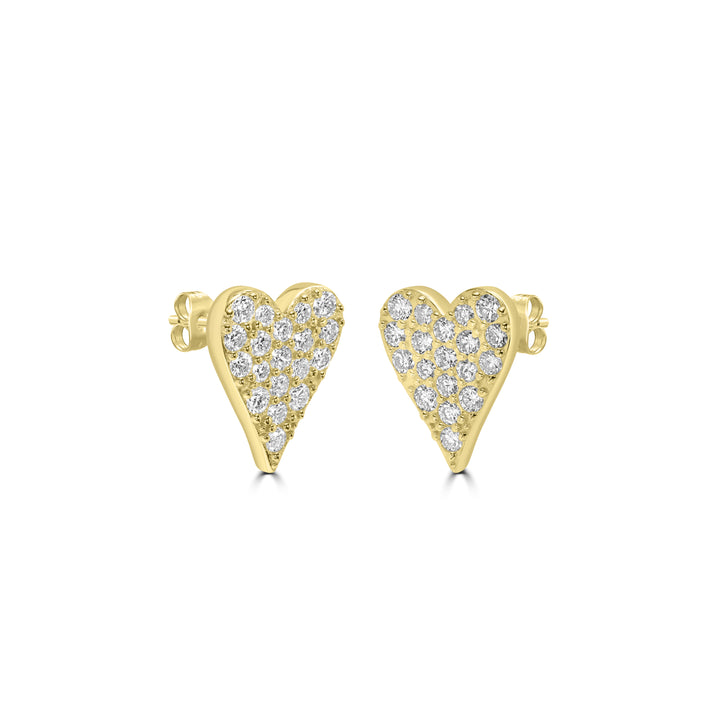 1.31 Cts Lab Grown Diamond Heart Earring in 925 Yellow Gold Plated