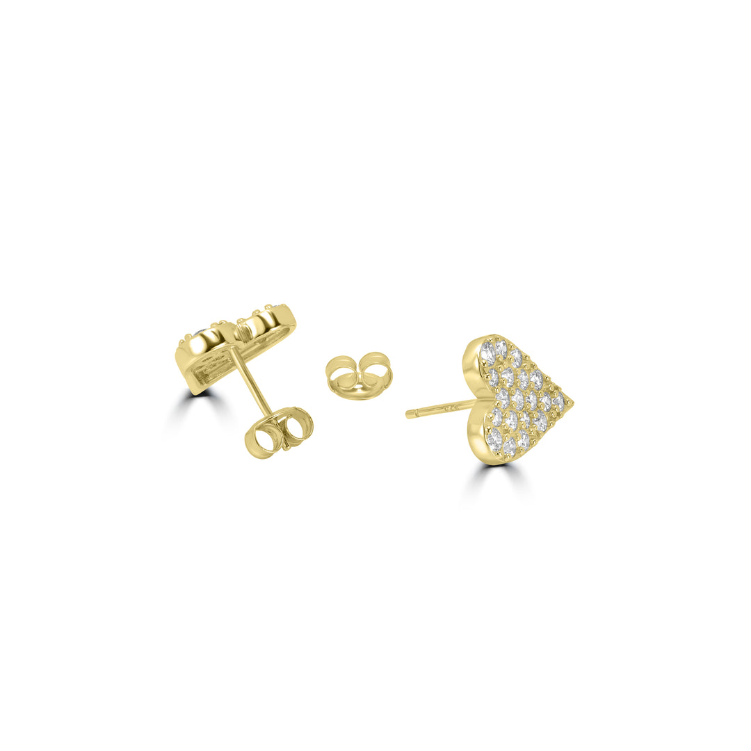 1.31 Cts Lab Grown Diamond Heart Earring in 925 Yellow Gold Plated