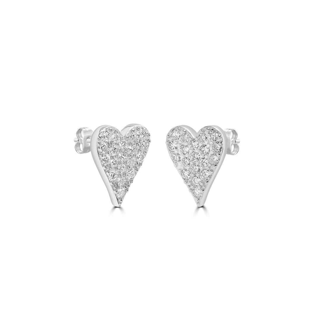 1.31 Cts Lab Grown Diamond Heart Earring in 925 Platinum Plated