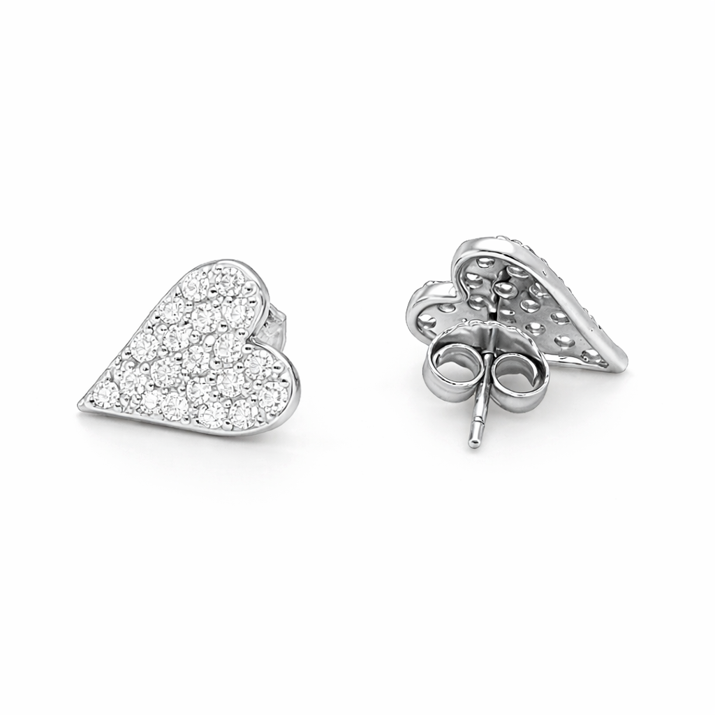 1.30 DEW Moissanite Heart Earring in 925 Platinum Plated
