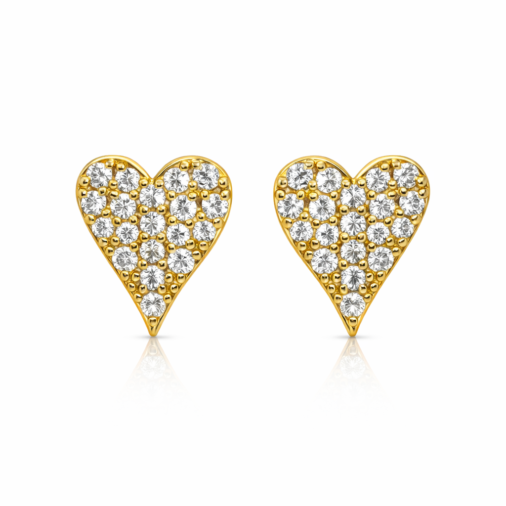1.30 DEW Moissanite Heart Earring in 925 Yellow Gold Plated