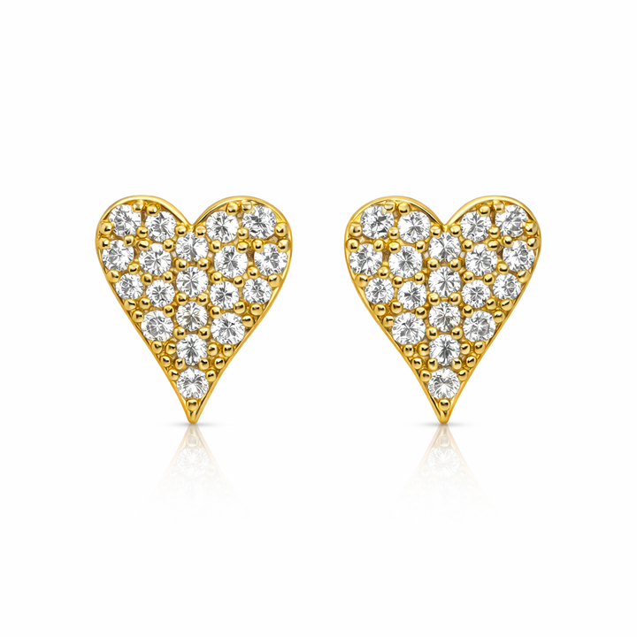 1.30 DEW Moissanite Heart Earring in 925 Yellow Gold Plated