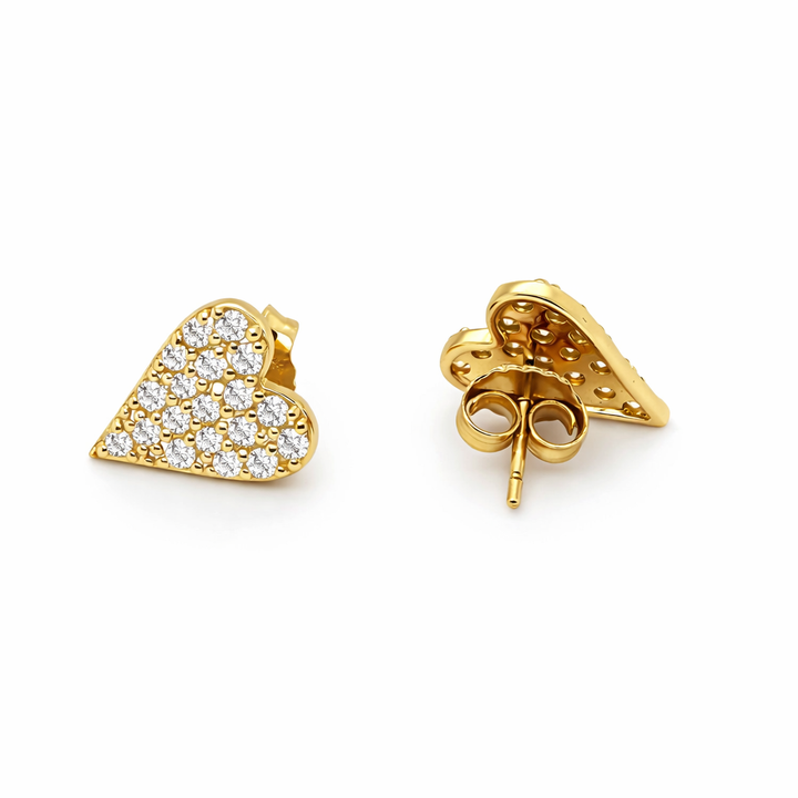 1.30 DEW Moissanite Heart Earring in 925 Yellow Gold Plated