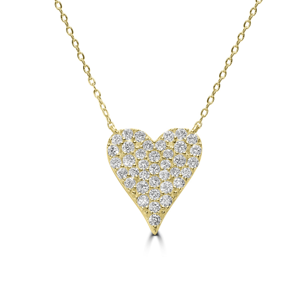 1.31 Cts Lab Grown Diamond Heart Necklace in 925 Yellow Gold Plated