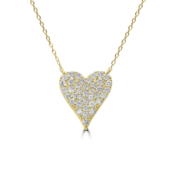 1.31 Cts Lab Grown Diamond Heart Necklace in 925 Yellow Gold Plated