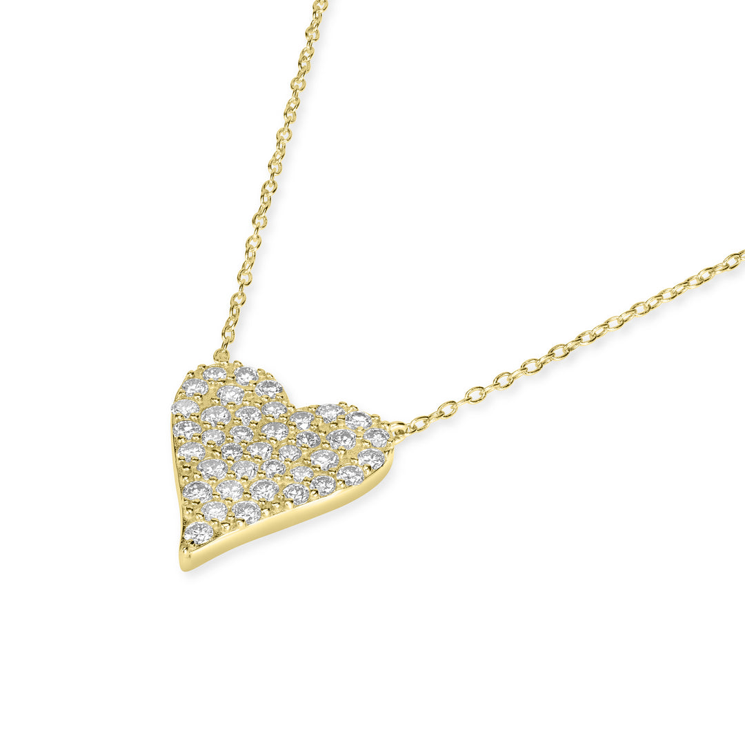 1.31 Cts Lab Grown Diamond Heart Necklace in 925 Yellow Gold Plated