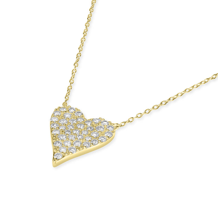 1.31 Cts Lab Grown Diamond Heart Necklace in 925 Yellow Gold Plated