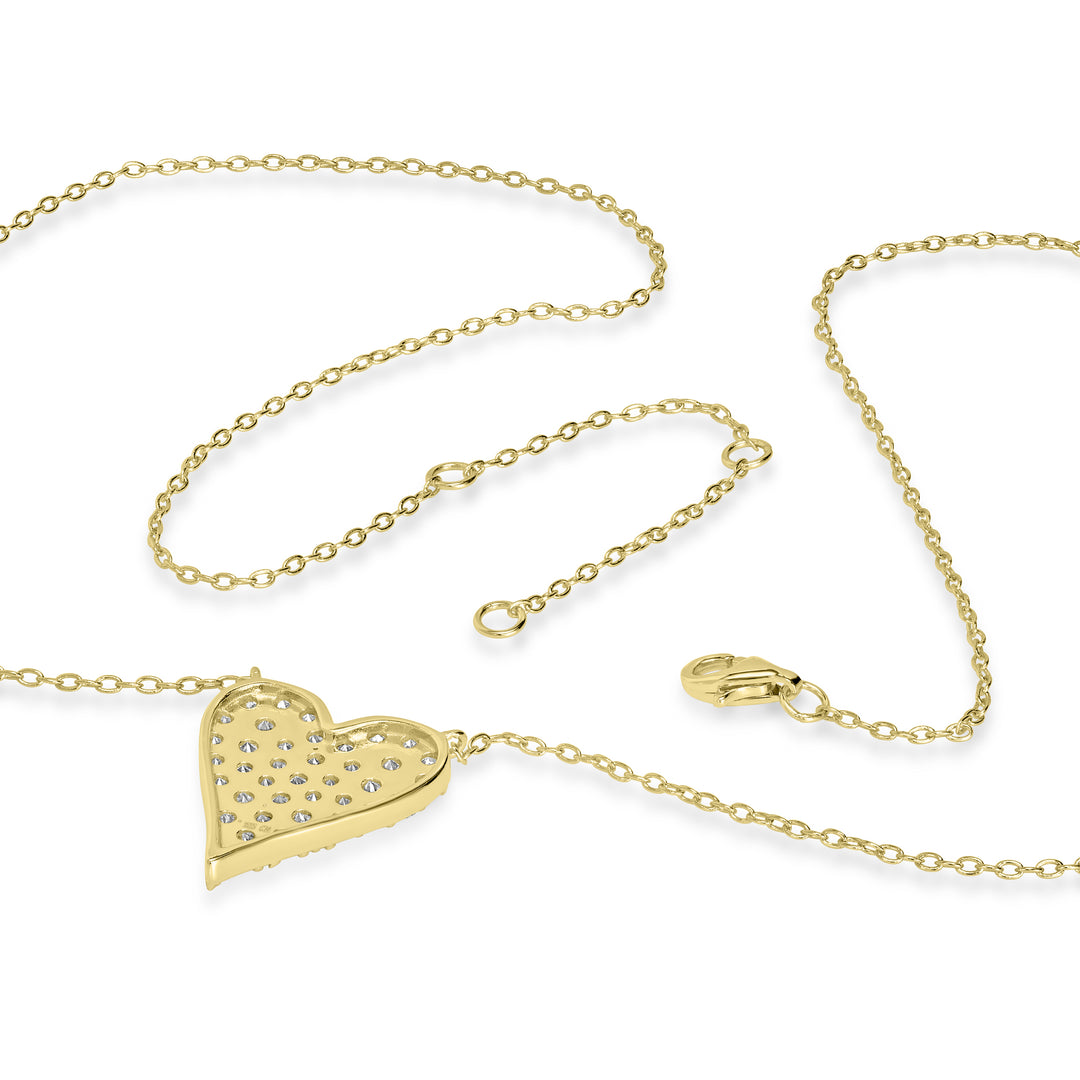 1.31 Cts Lab Grown Diamond Heart Necklace in 925 Yellow Gold Plated