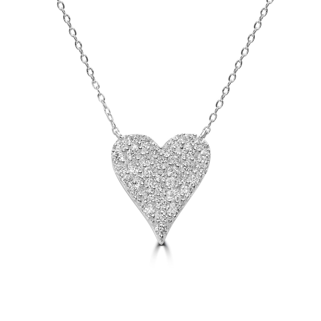 1.31 Cts Lab Grown Diamond Heart Necklace in 925 Platinum Plated