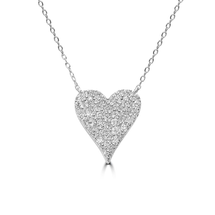 1.31 Cts Lab Grown Diamond Heart Necklace in 925 Platinum Plated