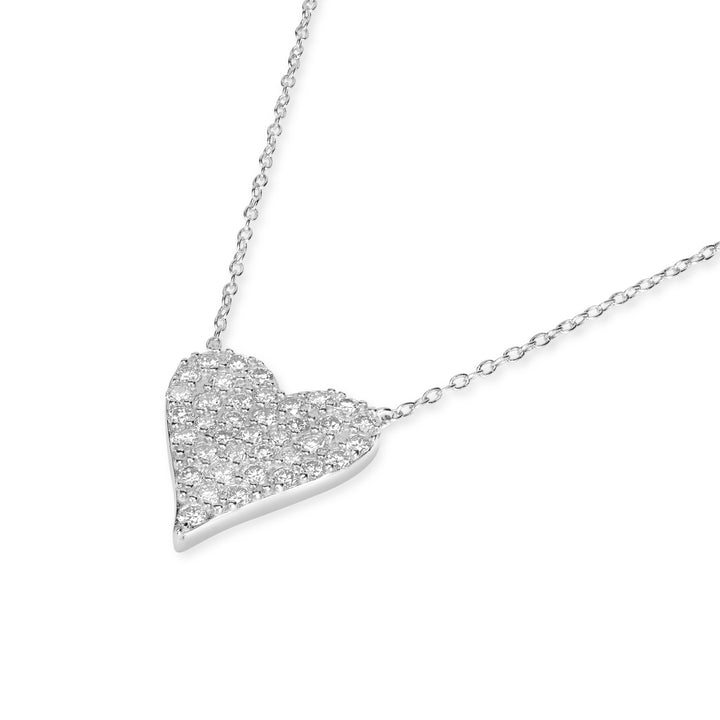 1.31 Cts Lab Grown Diamond Heart Necklace in 925 Platinum Plated