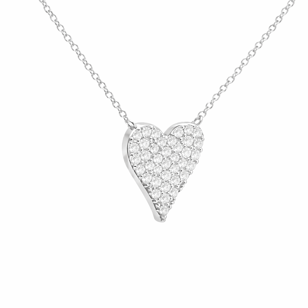 1.40 DEW Moissanite Heart Necklace in 925 Platinum Plated