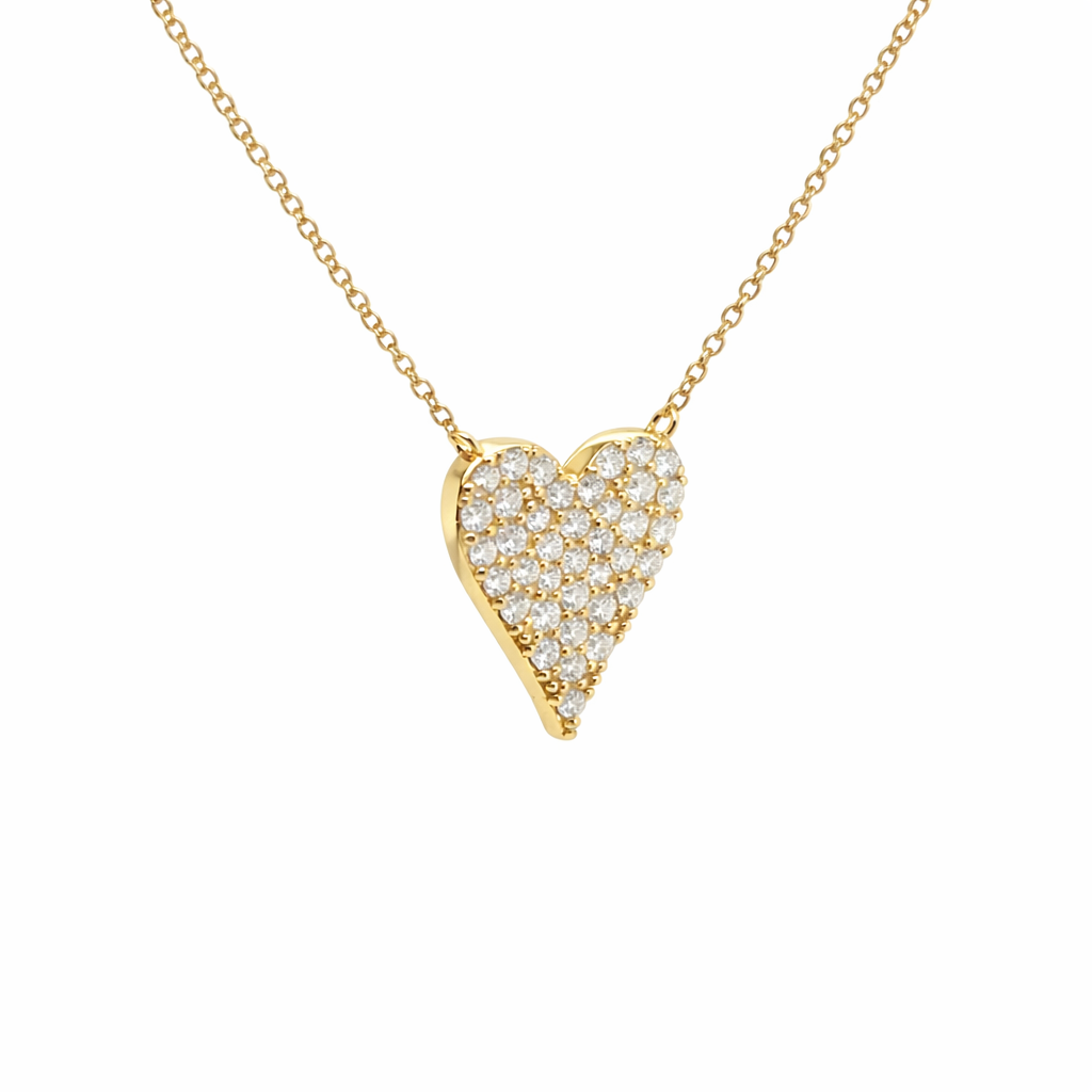 1.40 DEW Moissanite Heart Necklace in 925 Yellow Gold Plated