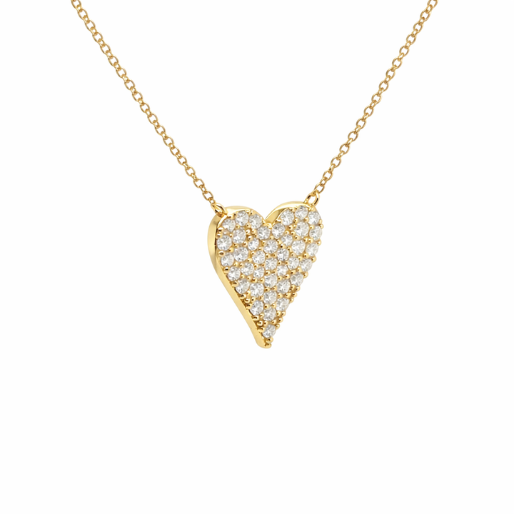 1.40 DEW Moissanite Heart Necklace in 925 Yellow Gold Plated