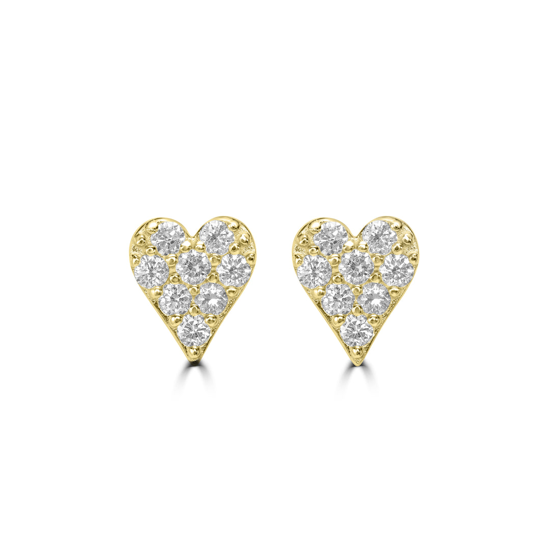 0.55 Cts Lab Grown Diamond Heart Earring in 925 Yellow Gold Plated