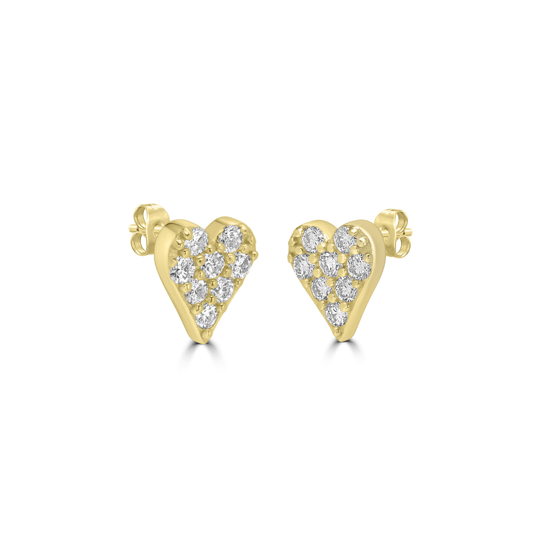 0.55 Cts Lab Grown Diamond Heart Earring in 925 Yellow Gold Plated
