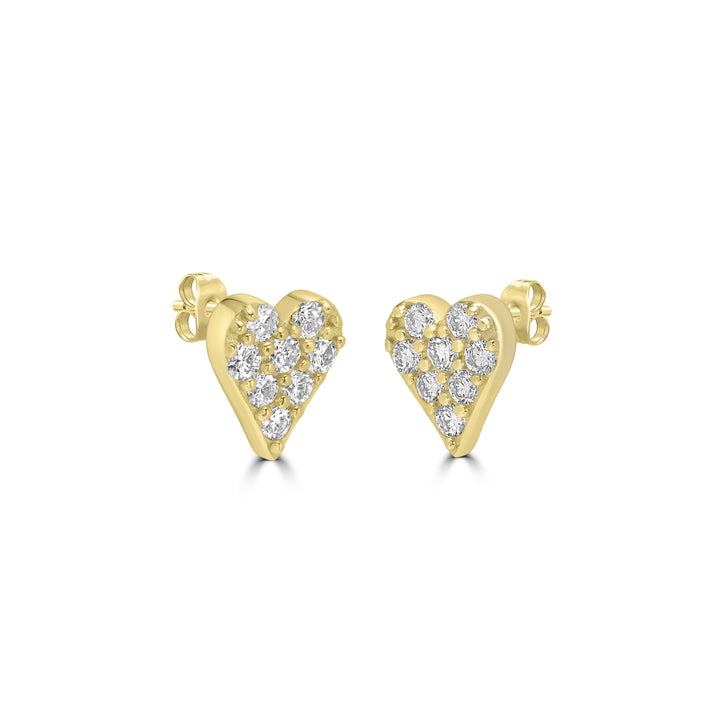 0.55 Cts Lab Grown Diamond Heart Earring in 925 Yellow Gold Plated