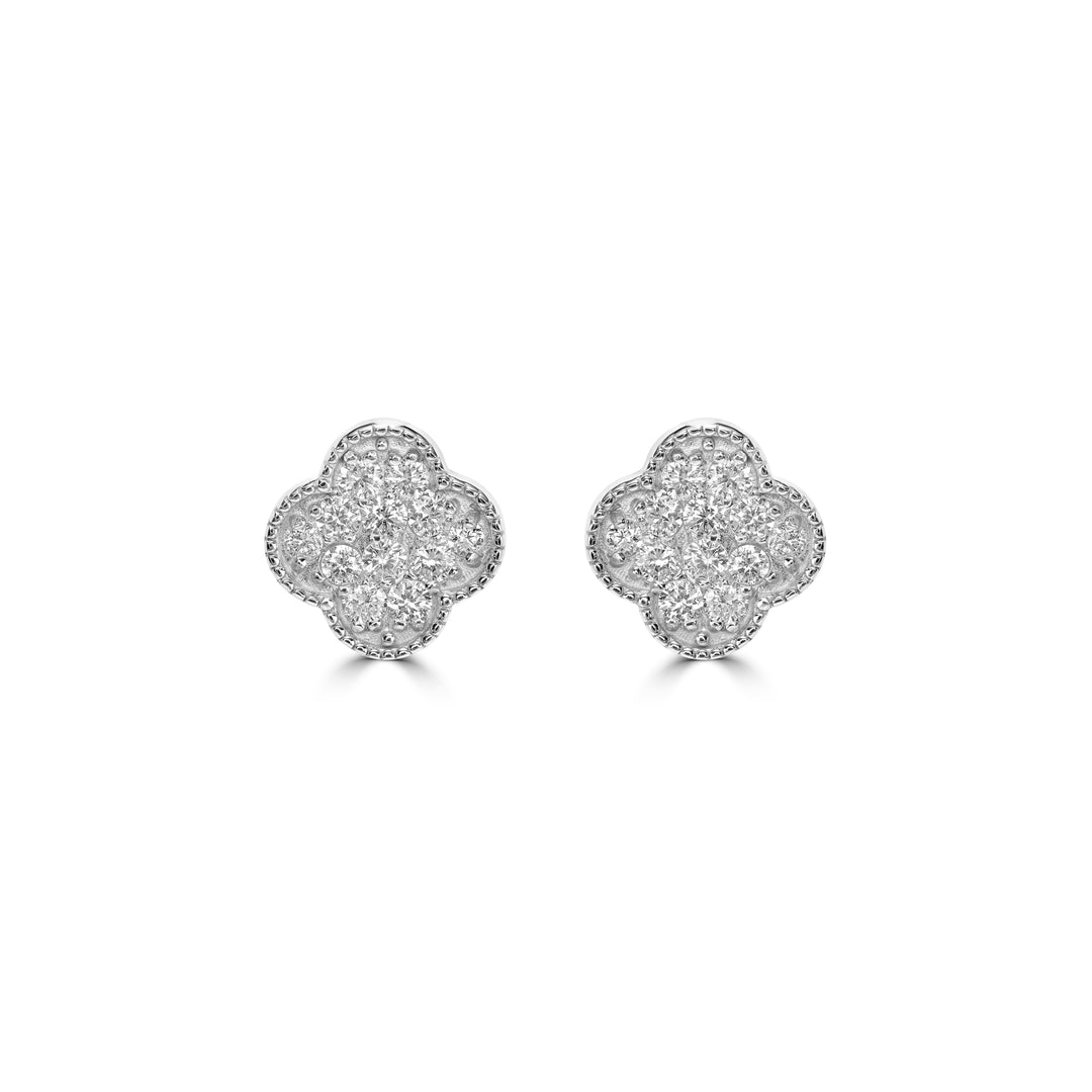 1 Cts Lab Grown Diamond Clover Earring in 925 Platinum Plated