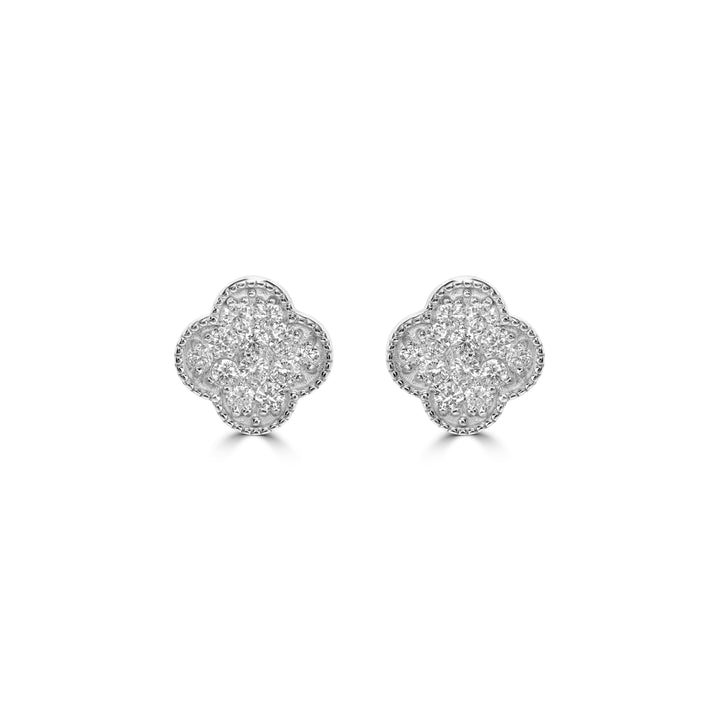 1 Cts Lab Grown Diamond Clover Earring in 925 Platinum Plated