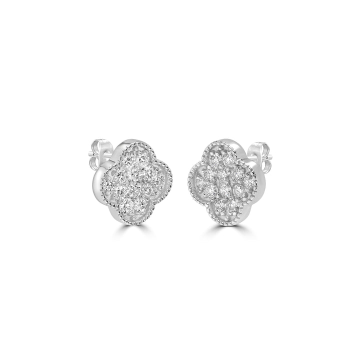 1 Cts Lab Grown Diamond Clover Earring in 925 Platinum Plated