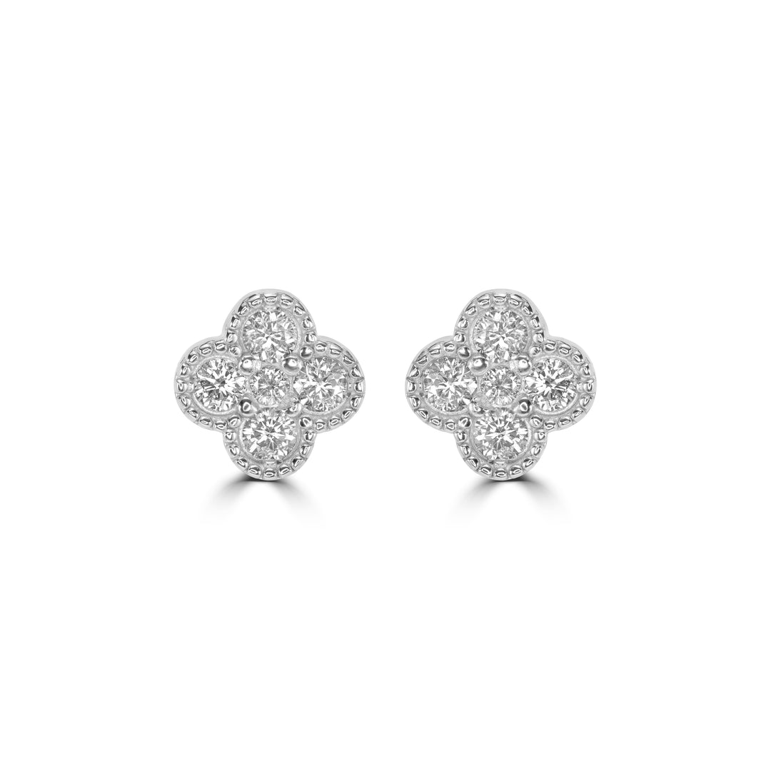 0.59 Cts Lab Grown Diamond Clover Earring in 925 Platinum Plated